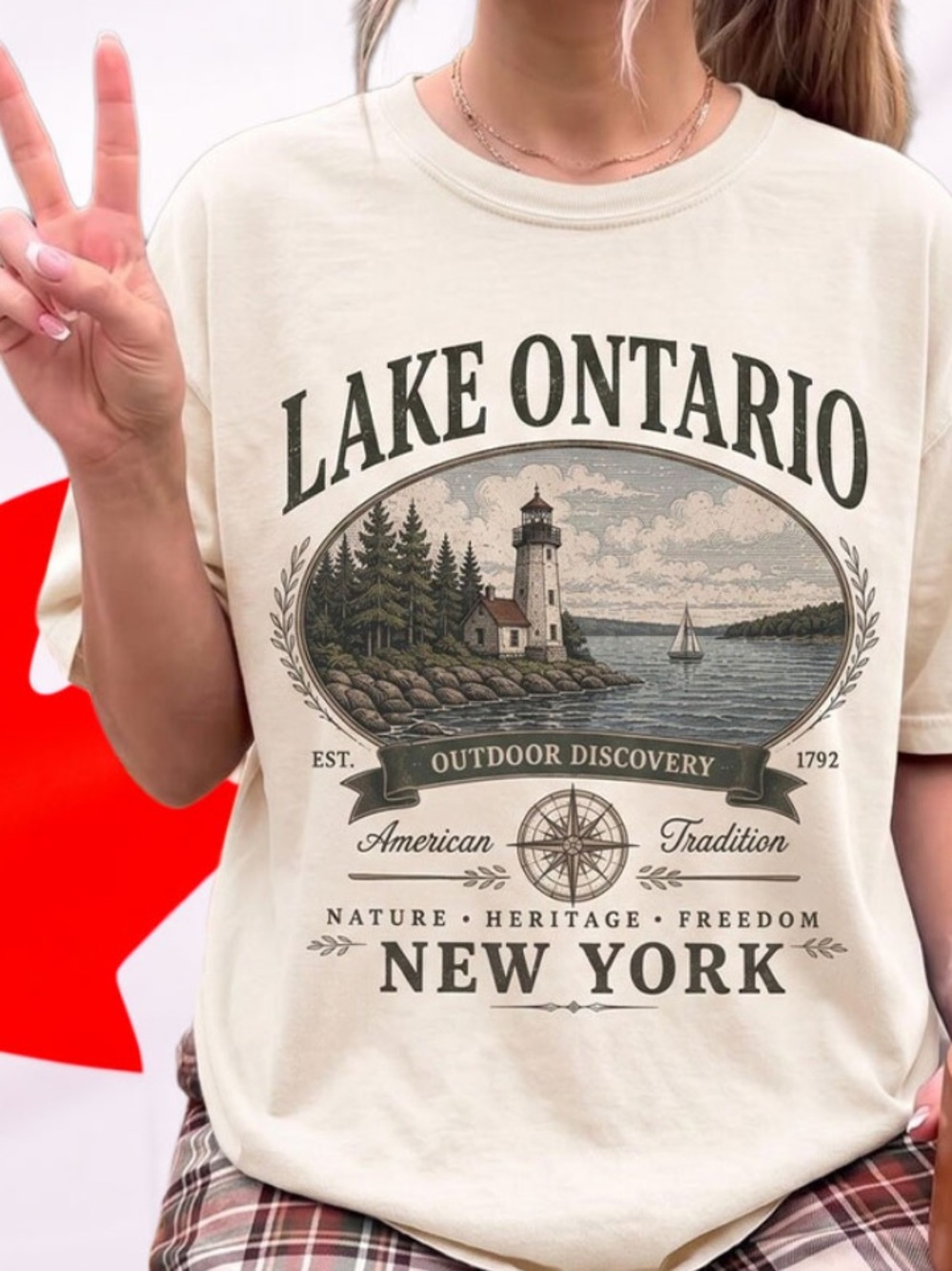 Lake Ontario New York Graphic Tee - Outdoor Discovery Vintage with Natural